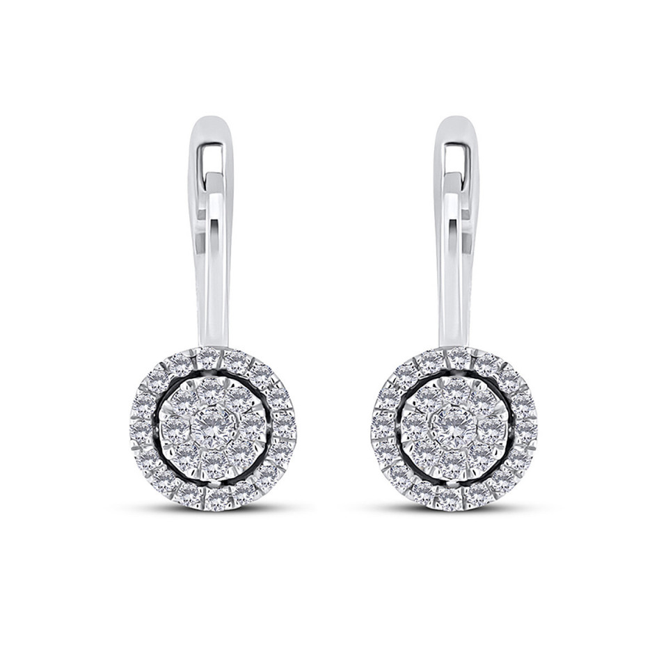 Cercei din aur alb de 18k cu diamante naturale de 0.39 ct