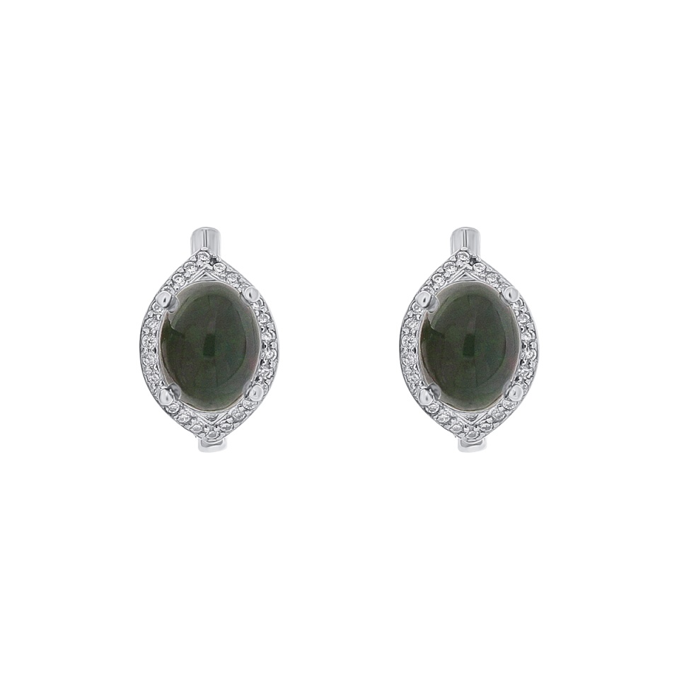 Cercei din argint cu opal și cubic zirconia
