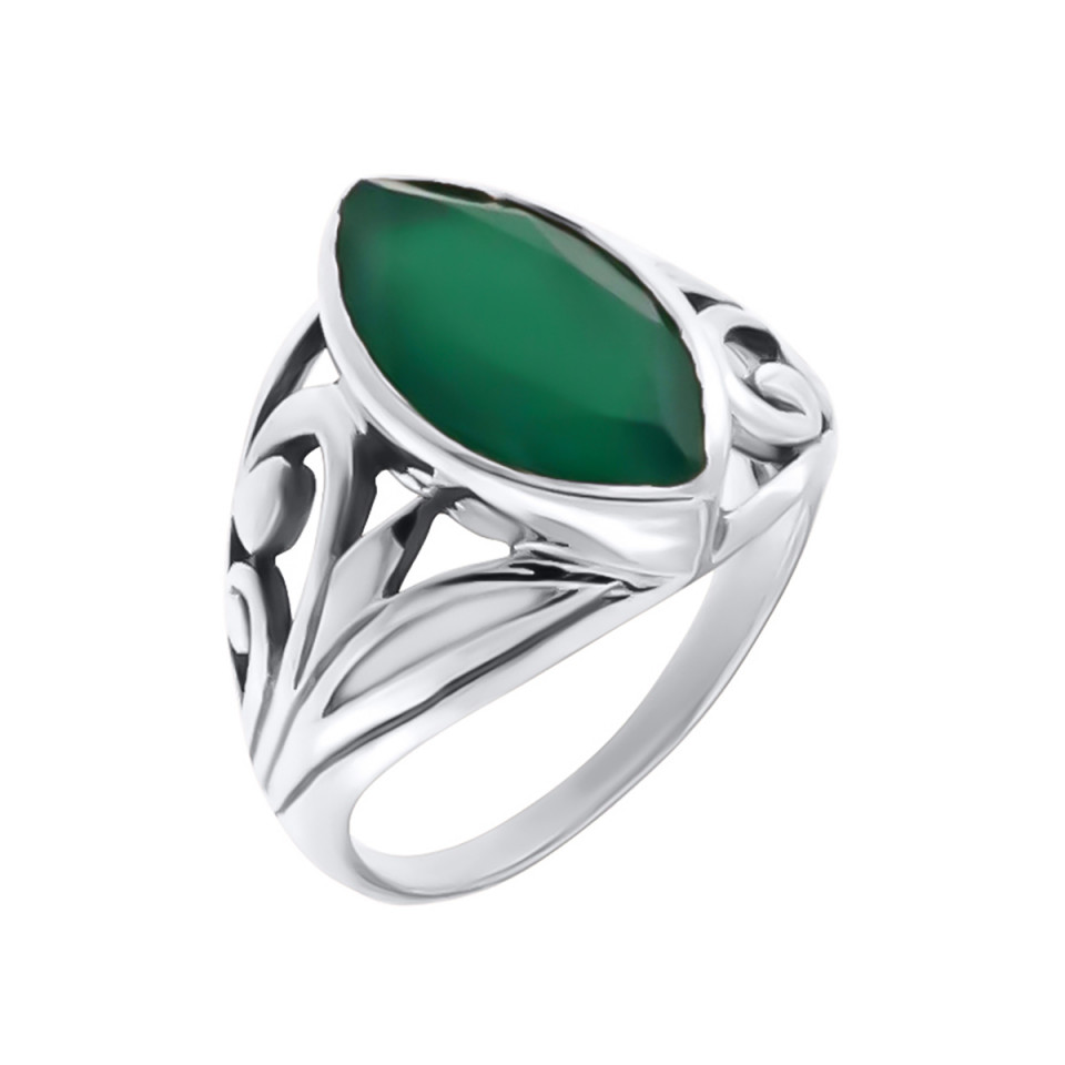 Inel din argint cu onix verde