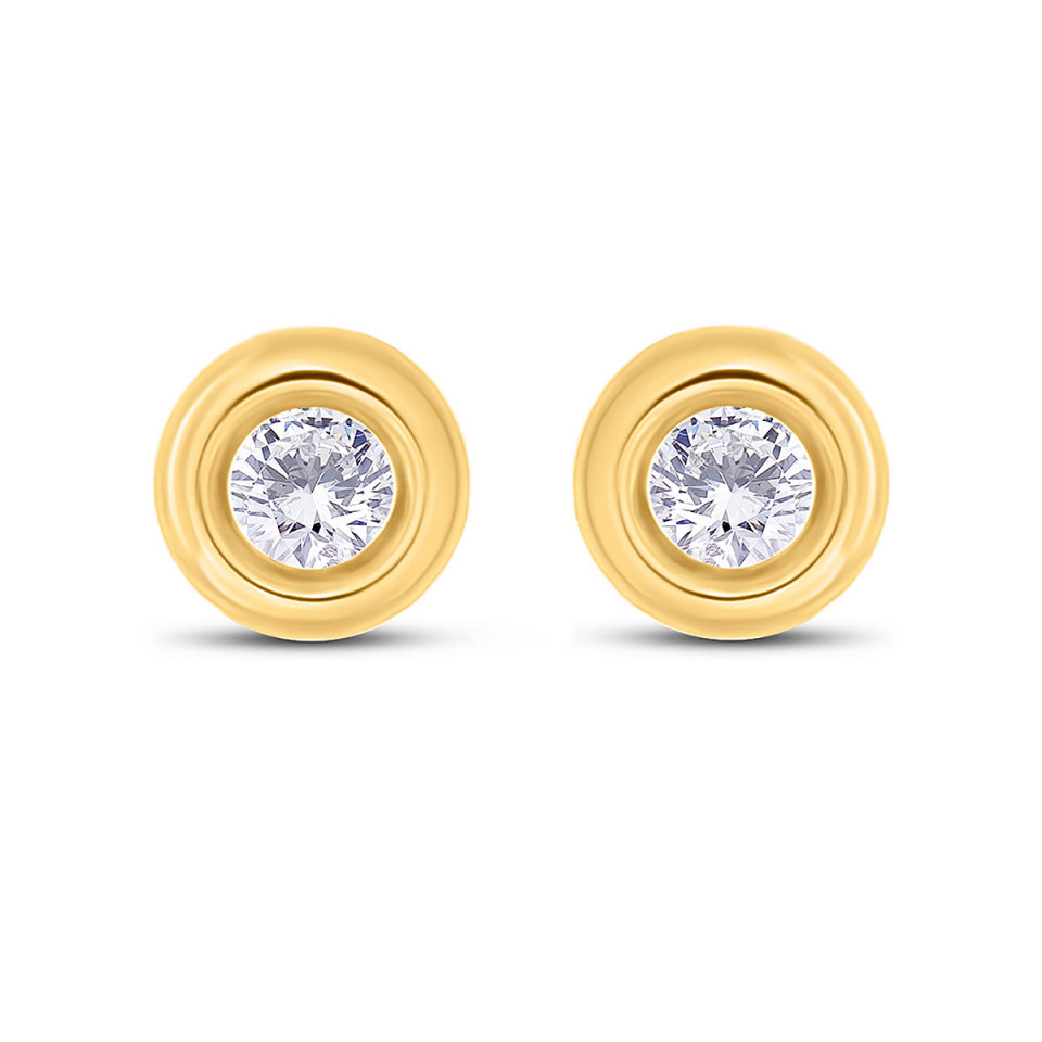 Cercei din aur galben de 18k cu diamante naturale de 0.10 ct