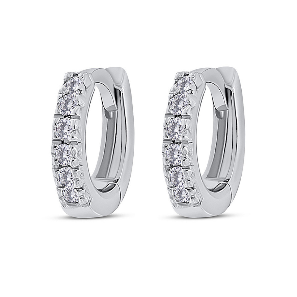 Cercei din aur alb de 14k cu diamante naturale de 0.10 ct
