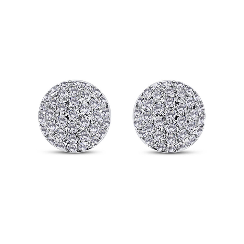 Cercei din aur alb de 18k cu diamante naturale de 0.41 ct