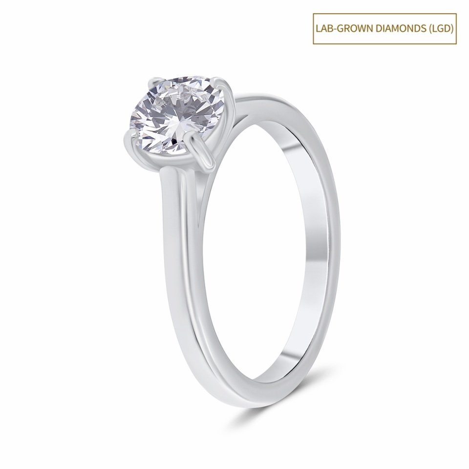 Inel din platină 950‰ cu diamant de 1.00 ct creat in laborator (CVD)