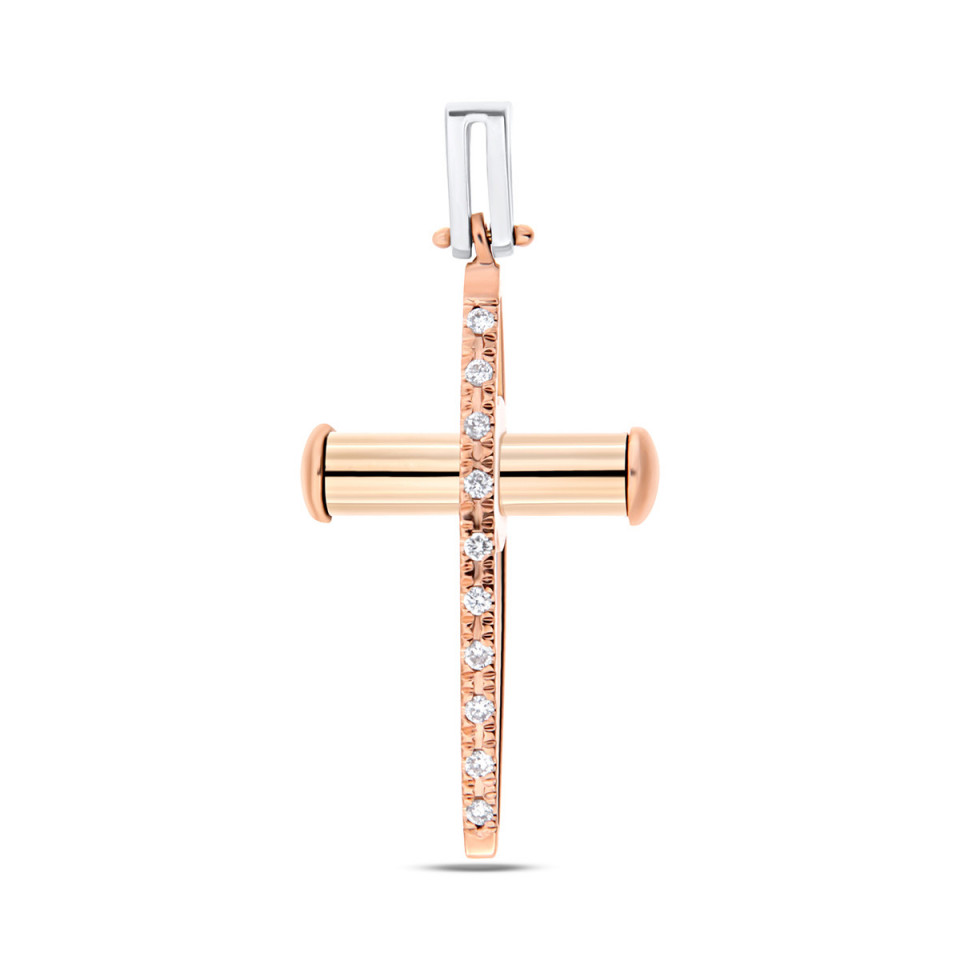 Pandantiv din aur roz de 18k cu diamante naturale de 0.05 ct