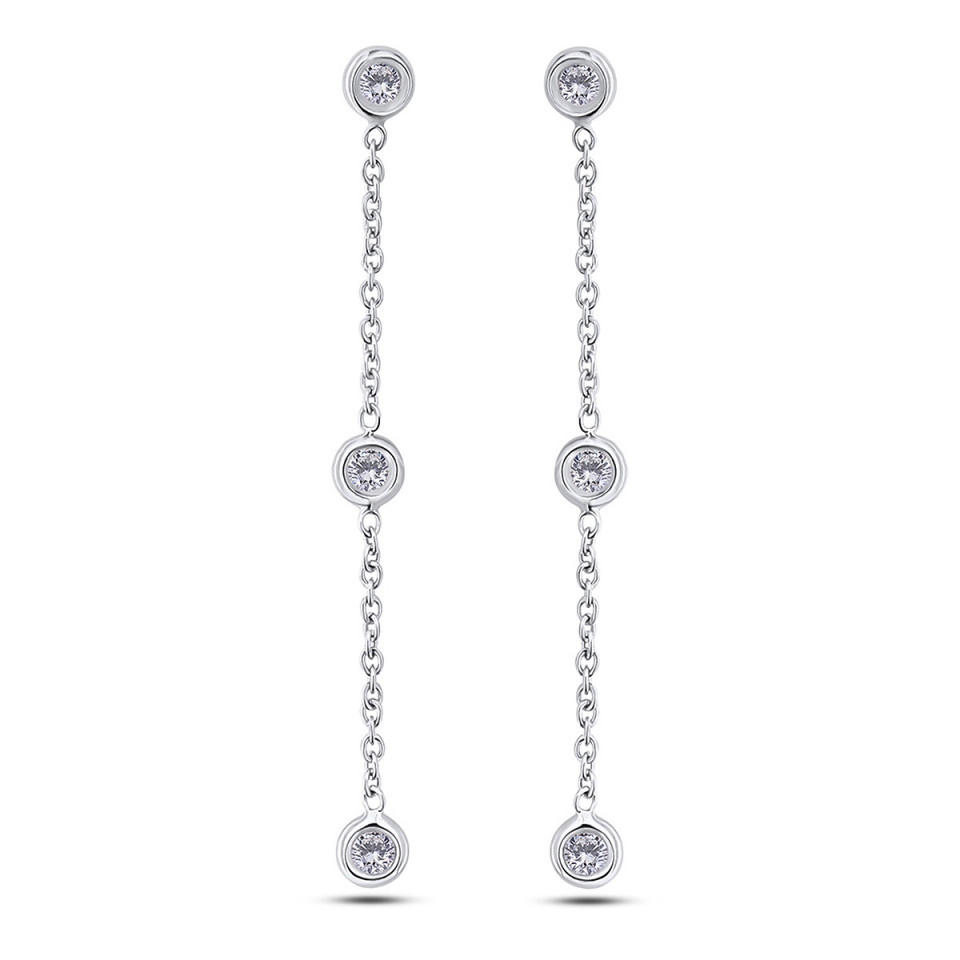 Cercei din aur alb de 18k cu diamante naturale de 0.28 ct