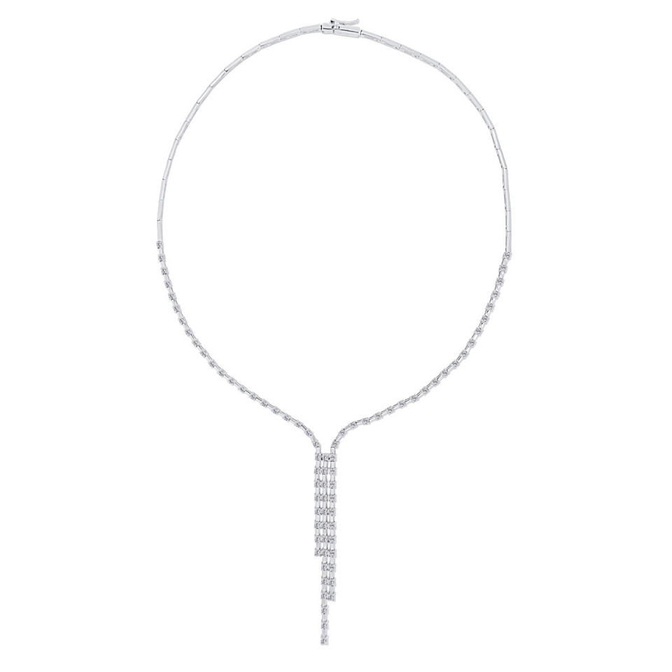 Colier din aur alb de 18k cu diamante naturale de 3.00 ct