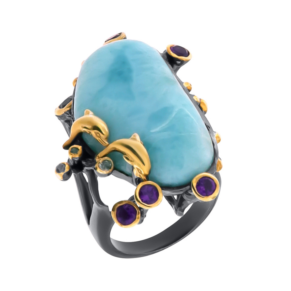 Inel din argint cu larimar