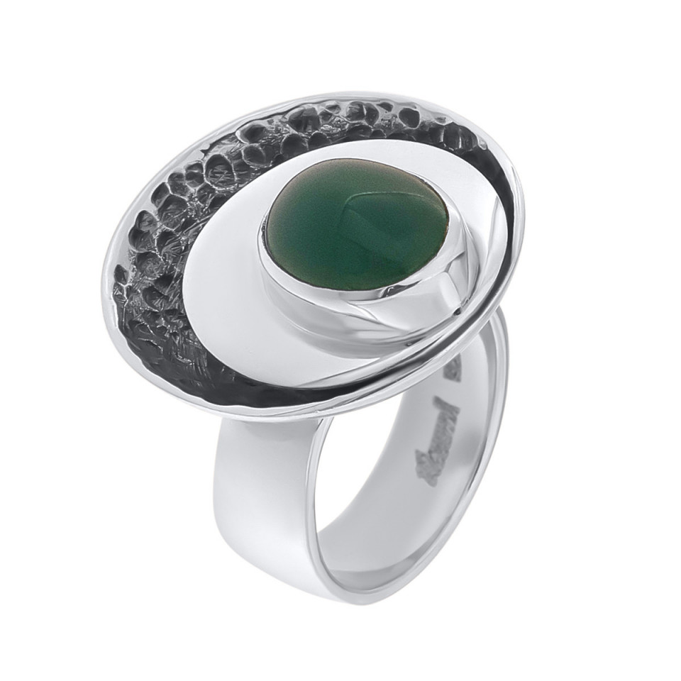 Inel din argint cu onix verde