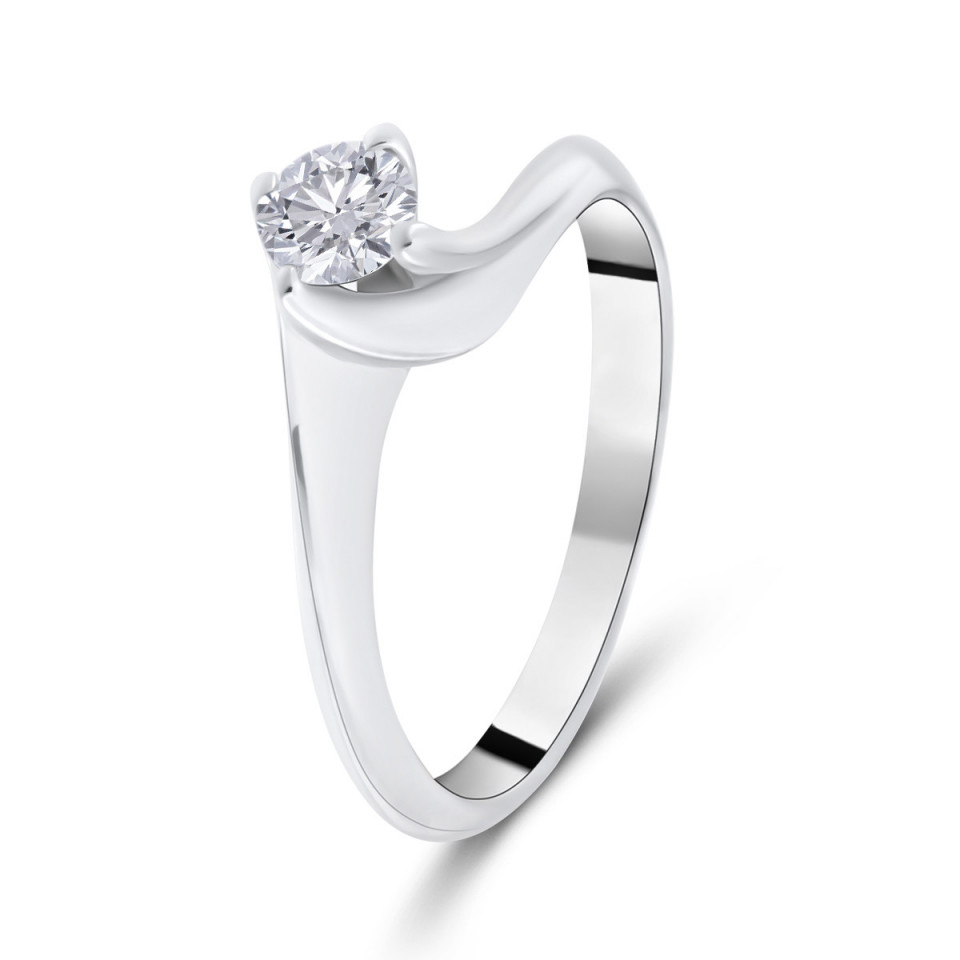 Inel din aur alb de 18k cu diamant natural de 0.20 ct