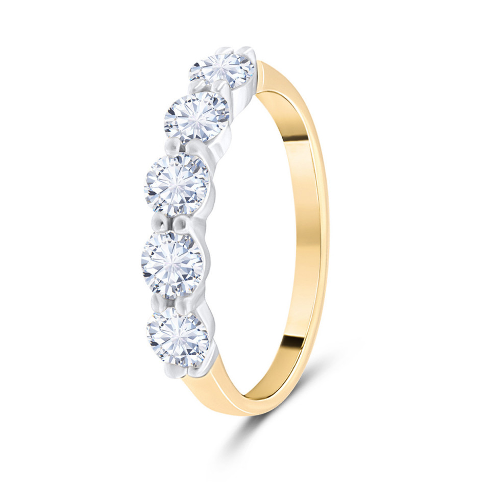 Inel din aur alb și galben de 18k cu diamante naturale de 0.82 ct