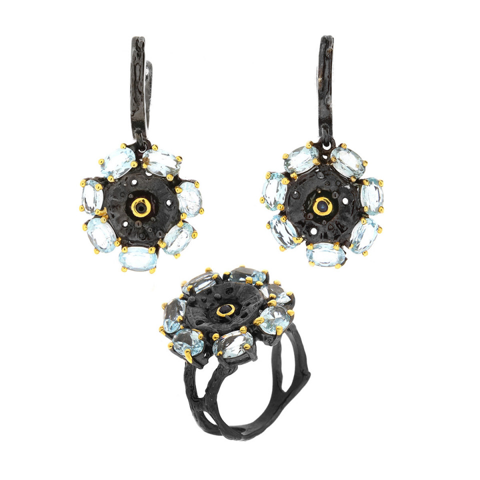 Set din argint cu topaz bleu si safir