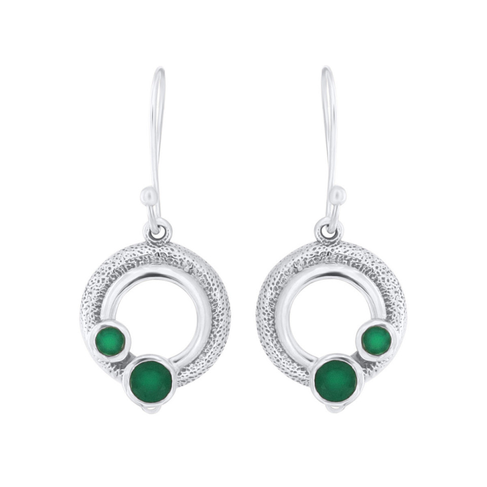 Cercei din argint cu onix verde