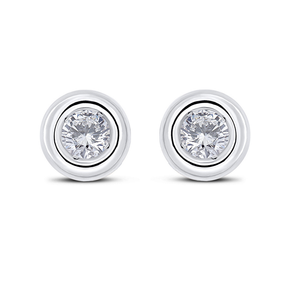 Cercei din aur alb de 18k cu diamante naturale de 0.10 ct