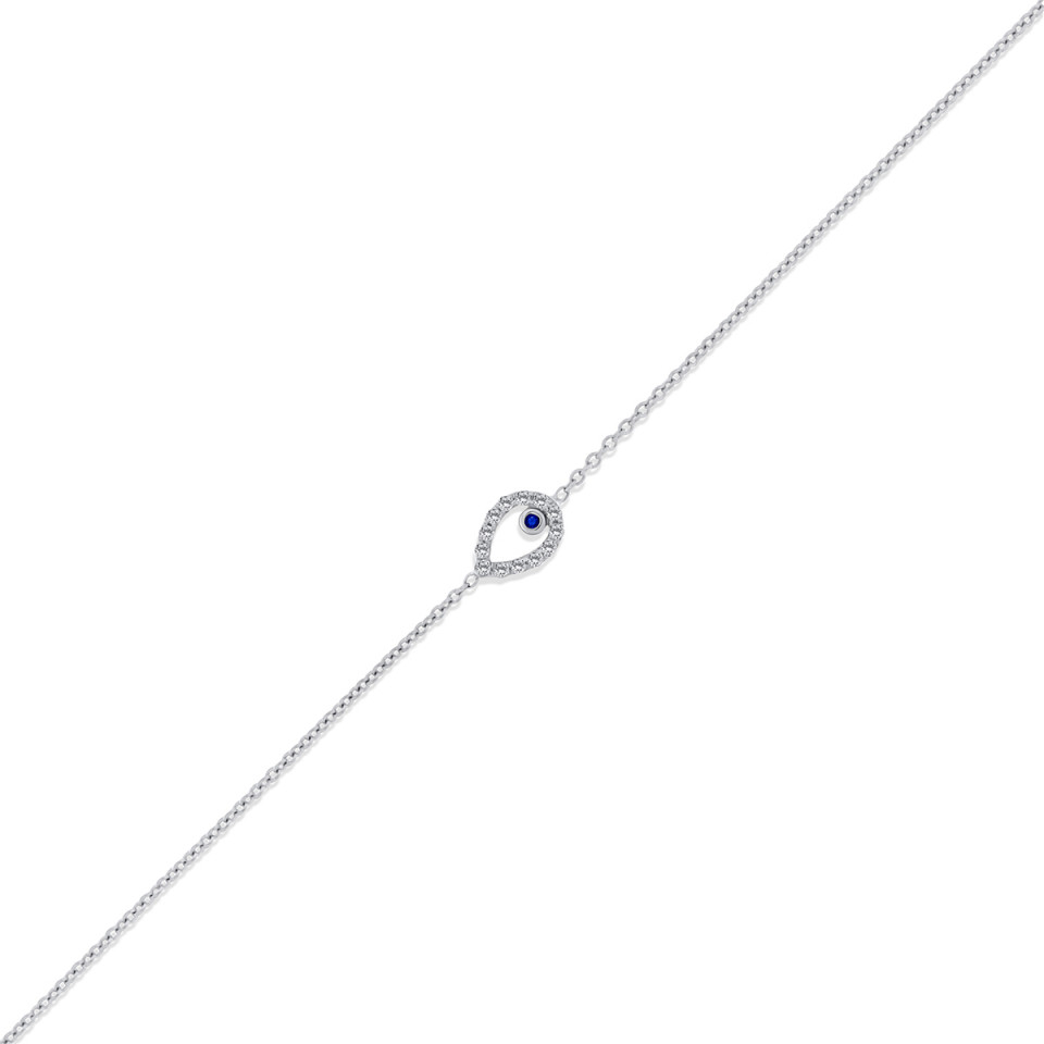 Bratara din aur alb de 18k cu diamante naturale de 0.08 ct si safir natural de 0.01 ct