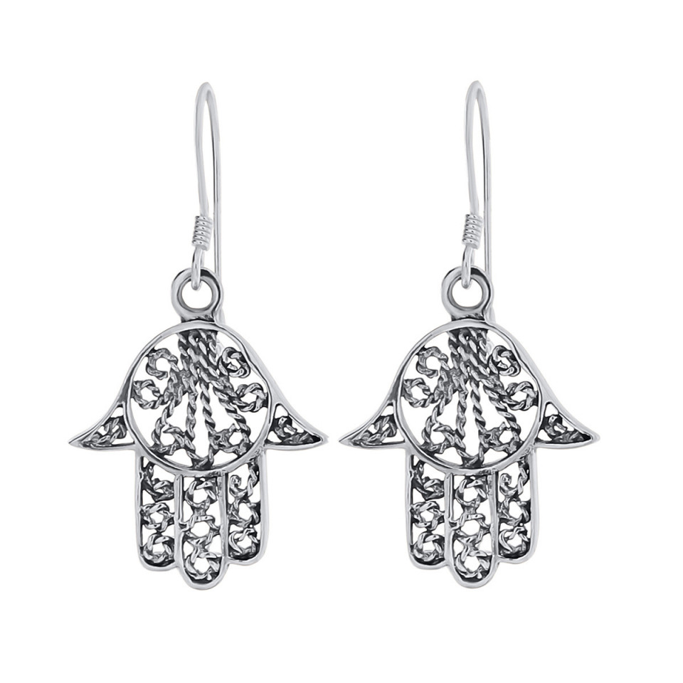 Cercei din argint Hamsa