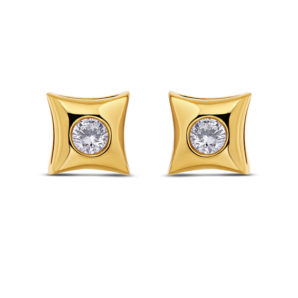 Cercei din aur galben de 18k cu diamante naturale de 0.10 ct
