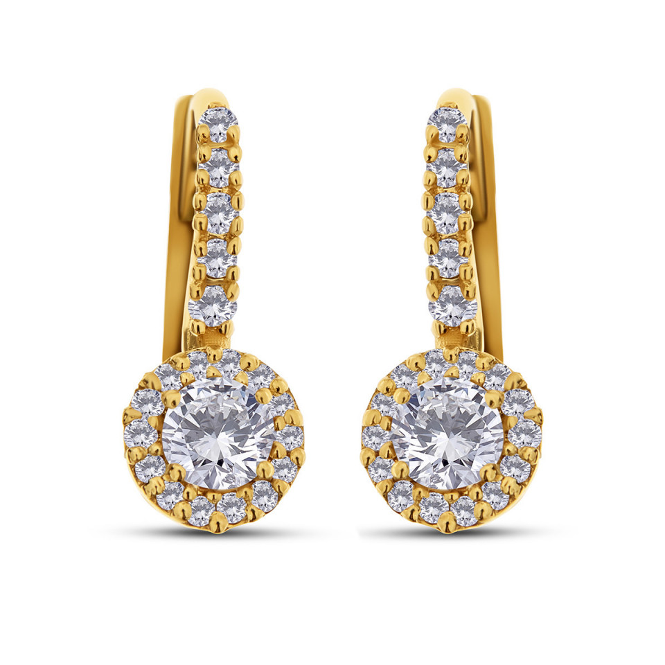 Cercei din aur galben de 18k cu diamante naturale de 0.78 ct