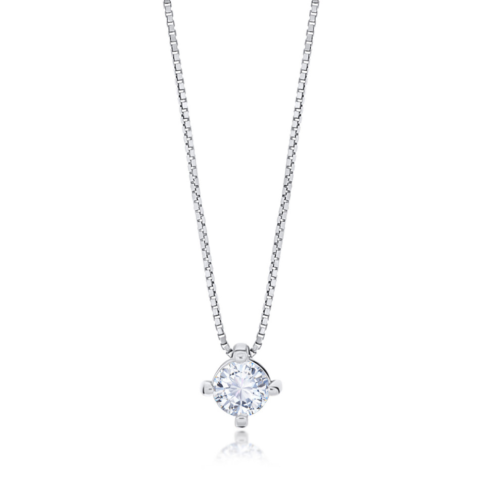 Colier din aur alb 18k cu diamant natural de 0.31 ct