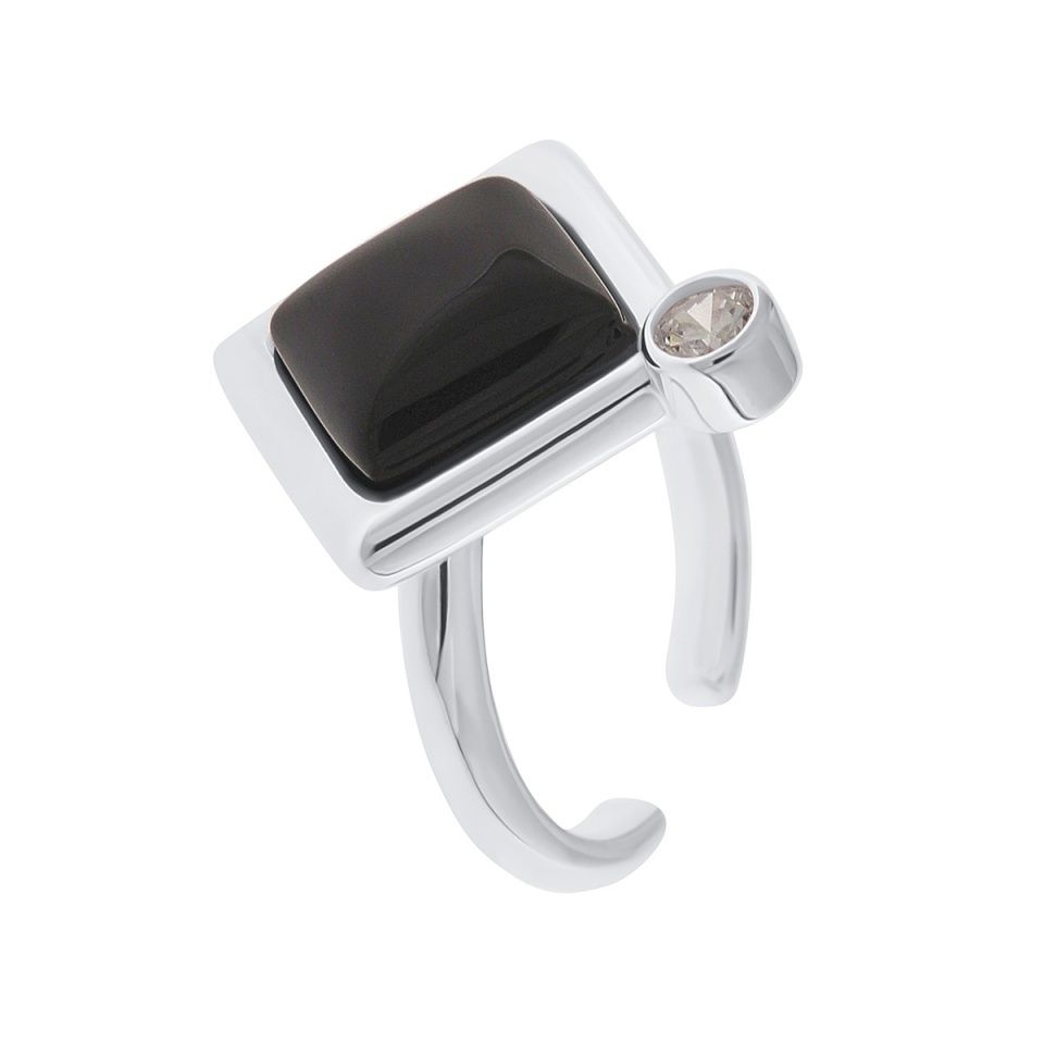 Inel din argint cu onix si cubic zirconia