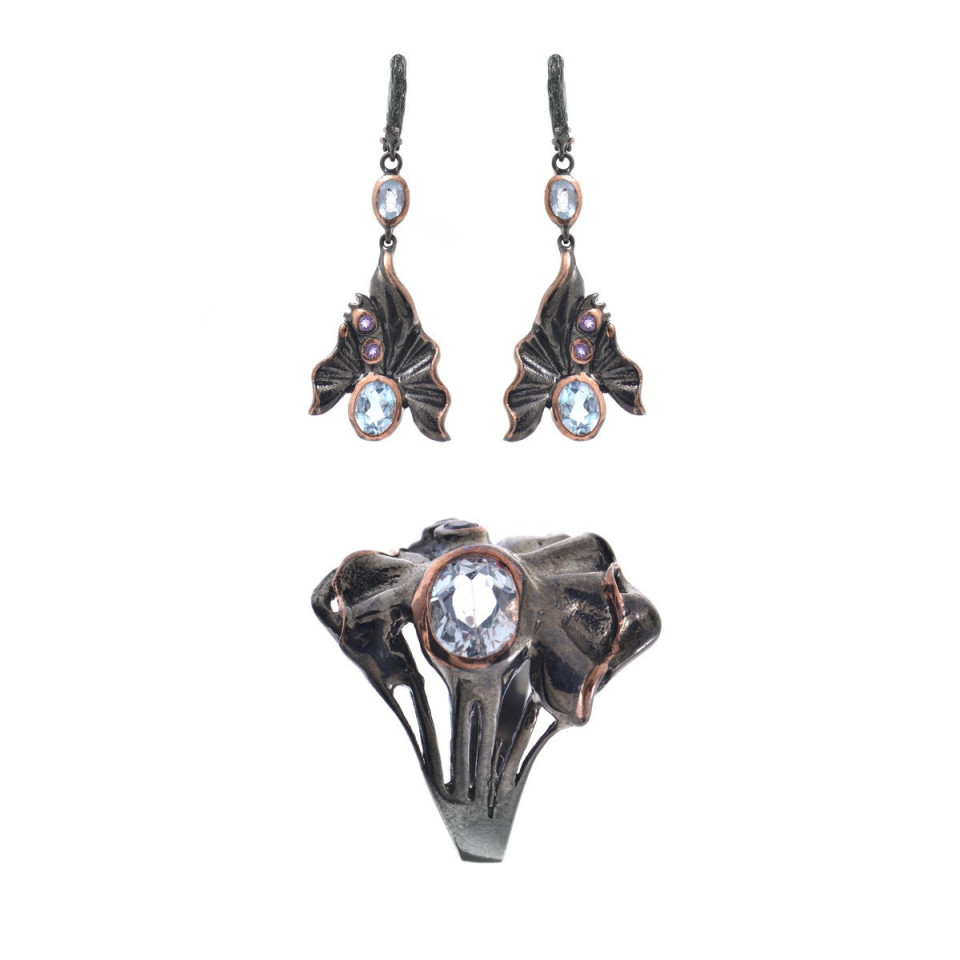 Set din argint cu topaz bleu