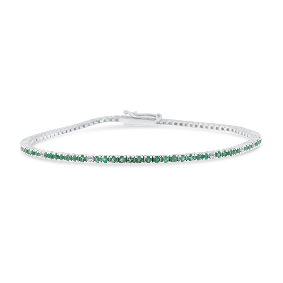 Brățară din aur de 18k cu smaralde naturale de 1.23 ct și diamante naturale de 0.20 ct