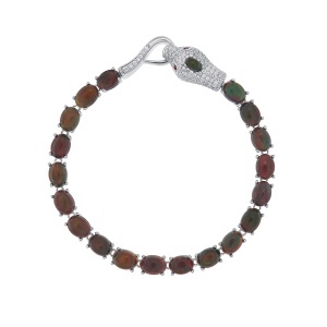 Brățară din argint cu opal și cubic zirconia