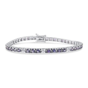 Brățară din aur de 14k cu diamante naturale de 0.27 ct și tanzanite naturale de 2.76 ct