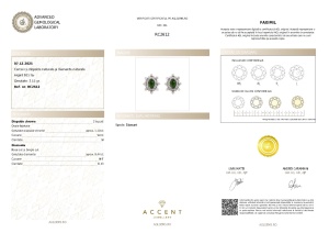 Certificat Gemologic Agl Cercei din argint cu diopside naturale și diamante naturale RC2612