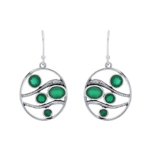 Cercei din argint cu onix verde