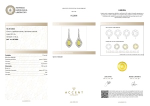 Certificat Gemologic Agl Cercei din argint cu peridot natural și diamante naturale RC2696