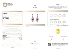 Certificat Gemologic Agl Cercei din argint cu rodolit natural, labradorit natural și diamante naturale RC 2686