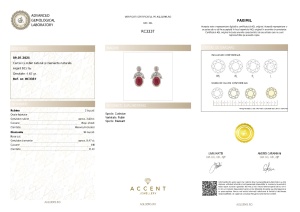 Certificat Gemologic Agl Cercei din argint cu rubin natural și diamante naturale RC3337