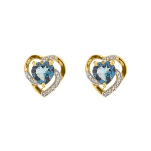 Cercei din argint cu topaz natural și diamante naturale