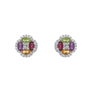 Cercei din argint cu topaz, peridot, citrin, ametist, granat și cubic zirconia