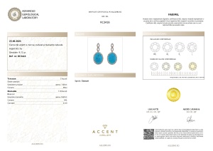 Certificat Gemologic Agl Cercei din argint cu turcoaz natural și diamante naturale RC3416