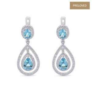 Cercei din aur de 14k cu diamante naturale de 1.48 ct și topaze naturale de 4.40 ct