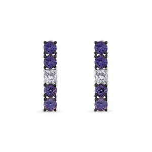 Cercei din aur de 14k cu tanzanite naturale de 0.72 ct și diamante naturale de 0.16 ct