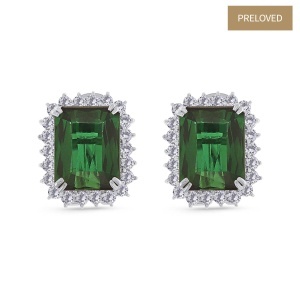 Cercei din aur de 18k cu diamante naturale de 1.80 ct și turmaline naturale de 18.2 ct
