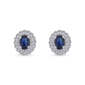 Cercei din aur de 18k cu safire naturale de 1.35 ct și diamante naturale de 0.46 ct