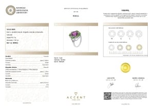 Certificat Gemologic Agl Inel din argint cu ametist natural, diopside naturale și diamante naturale RI9011