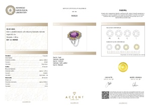 Certificat Gemologic Agl Inel din argint cu ametist natural, safir natural și diamante naturale RI8920