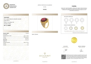 Certificat AGL GEMS Inel cu rodolit si diamante naturale argint 925 ri9881