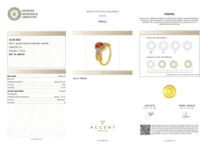 Certificat Gemologic Agl Inel din argint cu granat natural și diamante naturale RI9513