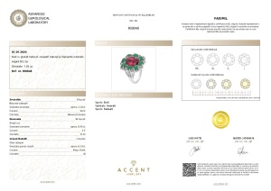 Certificat Gemologic Agl Inel din argint cu granat natural, smarald natural și diamante naturale RI8848