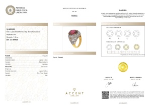 Certificat Gemologic Agl Inel din argint cu granat rodolit natural și diamante naturale RI9915