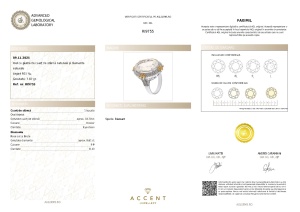 Certificat Gemologic Agl Inel din argint cu piatră de cuarț de stâncă naturală și diamante naturale RI9755