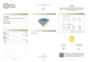 Certificat Gemologic Agl Inel din argint cu piatră de turcoaz naturală și diamante naturale RI9786