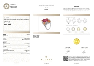 Certificat Gemologic Agl Inel din argint cu rubin natural, granat natural și diamante naturale RI9889