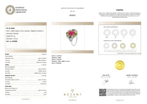 Certificat Gemologic Agl Inel din argint cu rubin natural, safire naturale, diopside naturale și diamante naturale RI9003