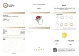 AGL GEMS Inel cu rubin natural si diamante naturale argint 925